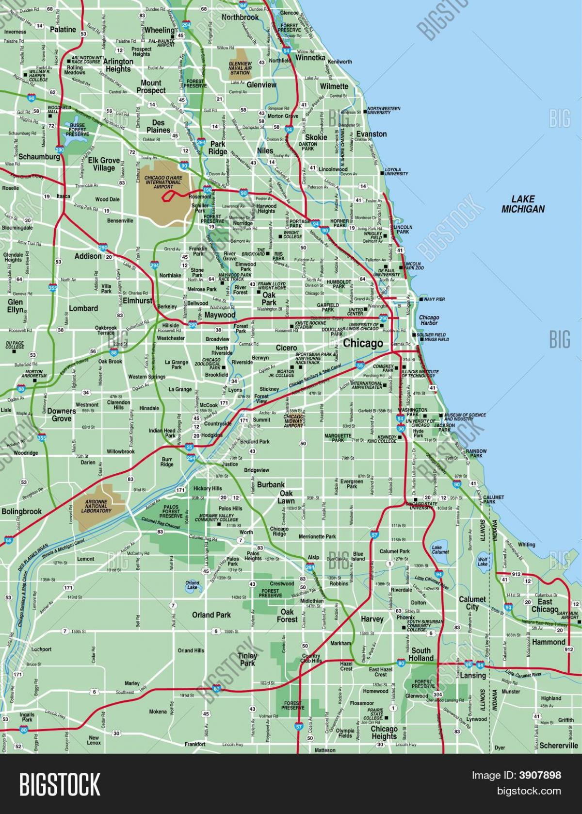 نقشه منطقه شیکاگو