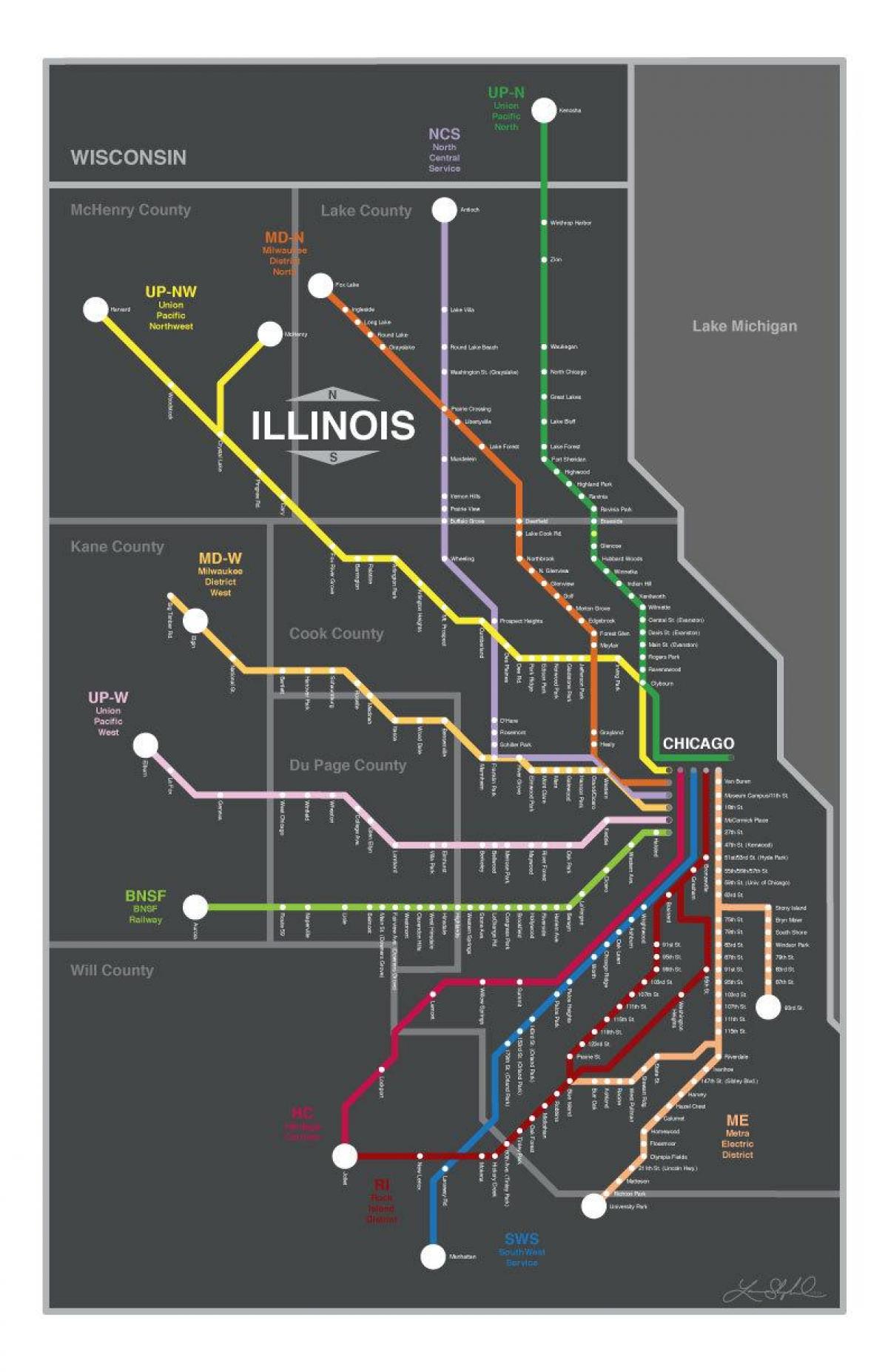 metra نقشه شیکاگو