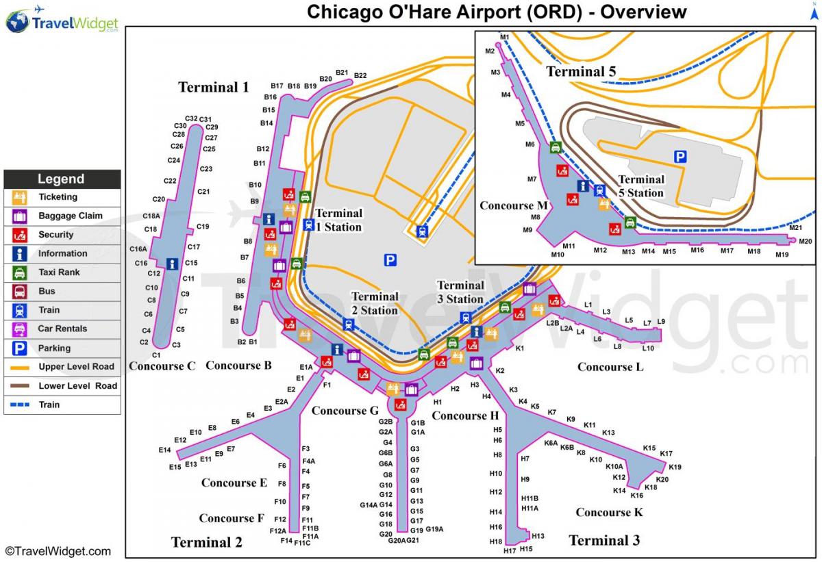نقشه از شیکاگو O Hare فرودگاه