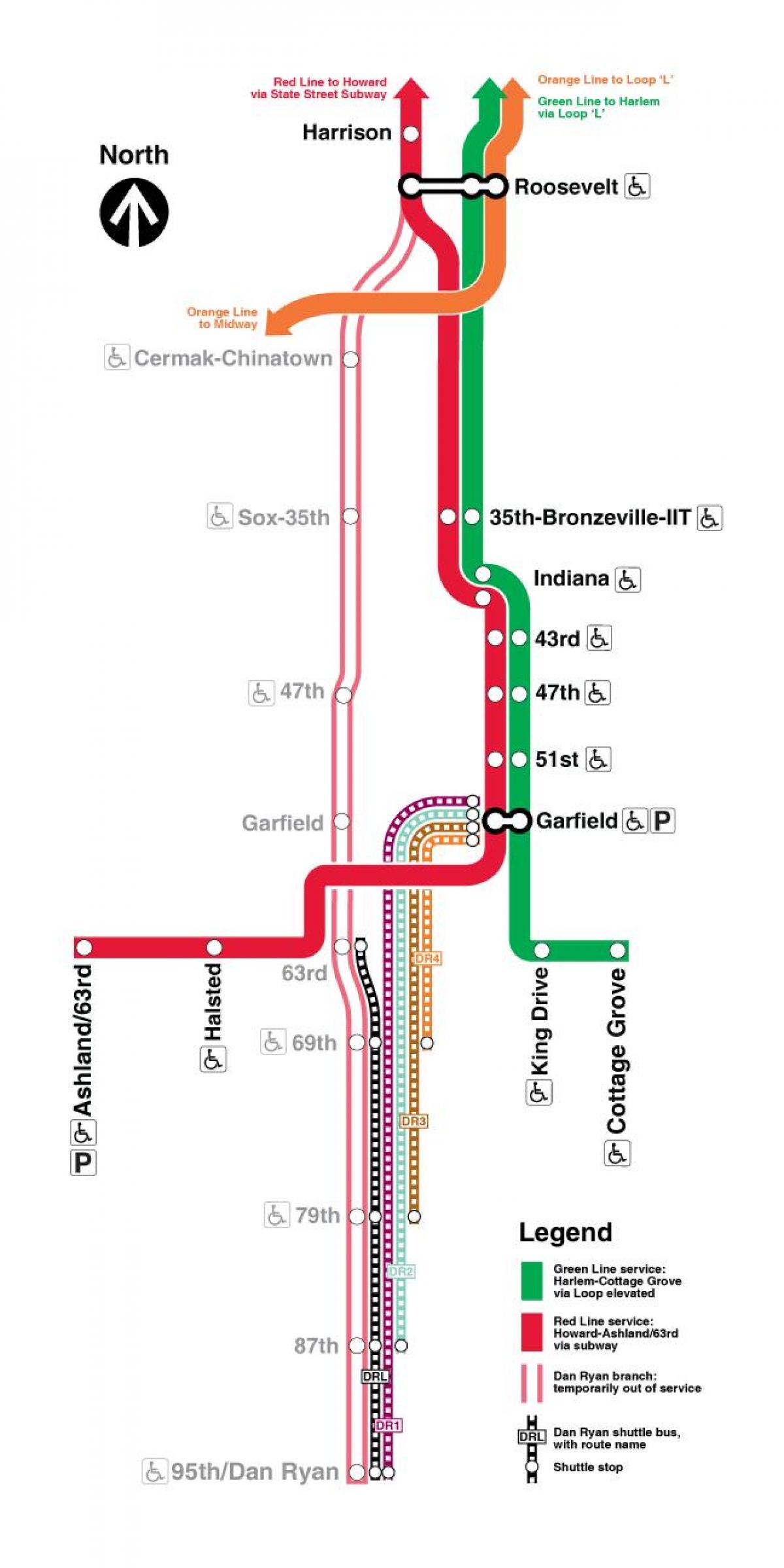 نقشه از خط قرمز شیکاگو