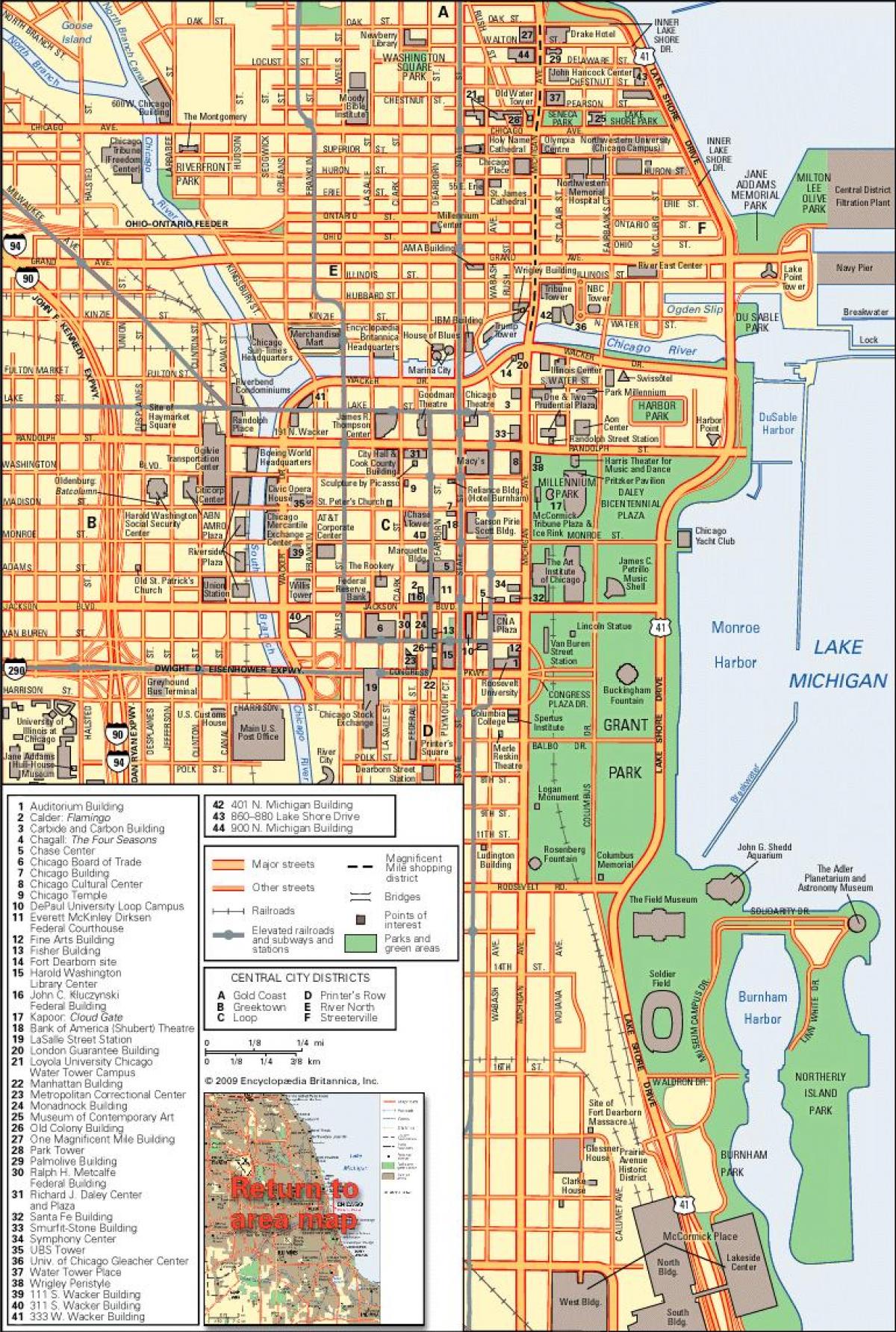 شیکاگو نقشه مرکز شهر