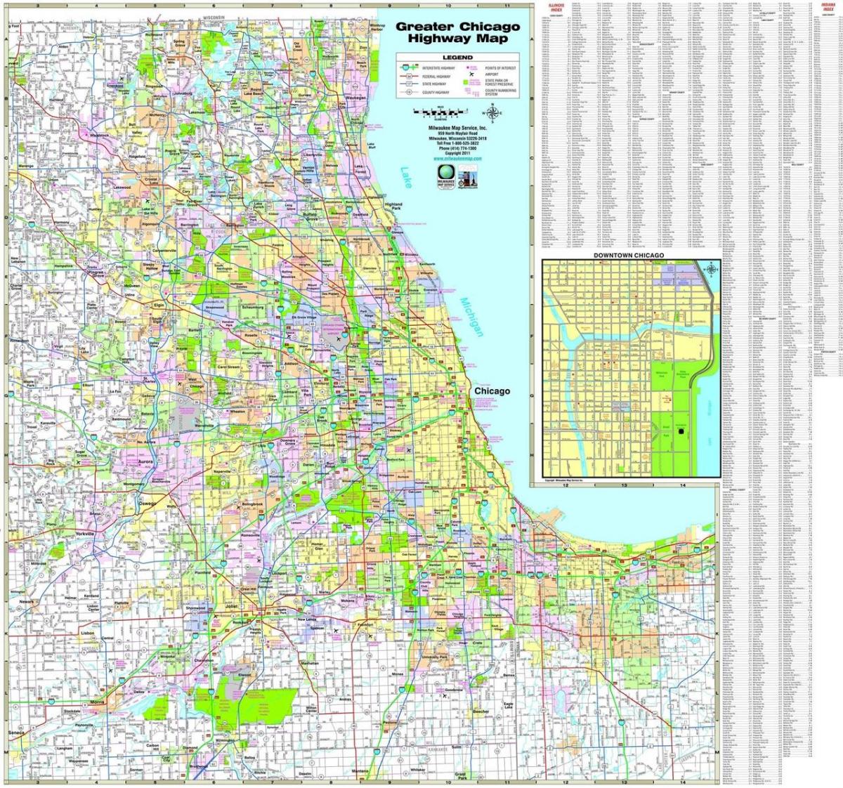 نقشه از شیکاگو بزرگراه