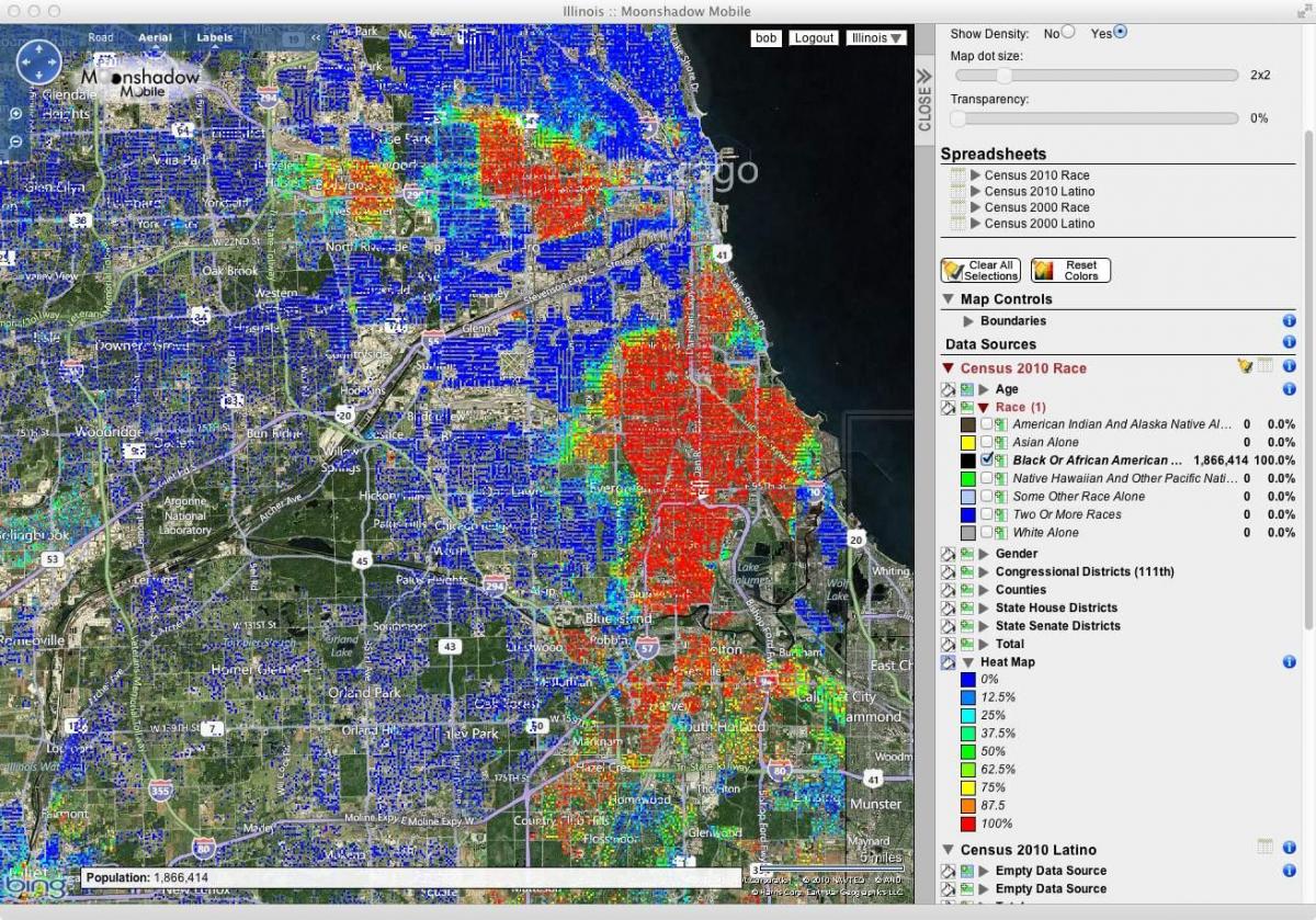 شیکاگو تیراندازی در نقاط در نقشه