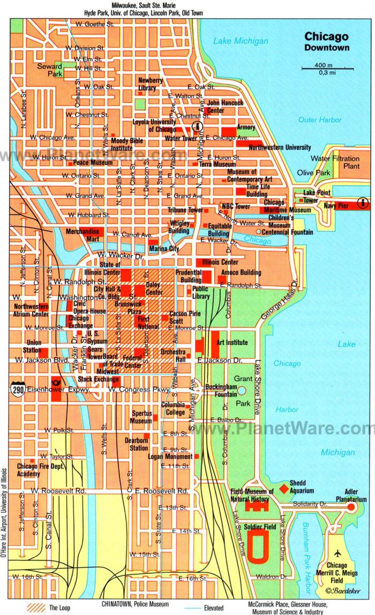نقشه جاذبه های شیکاگو