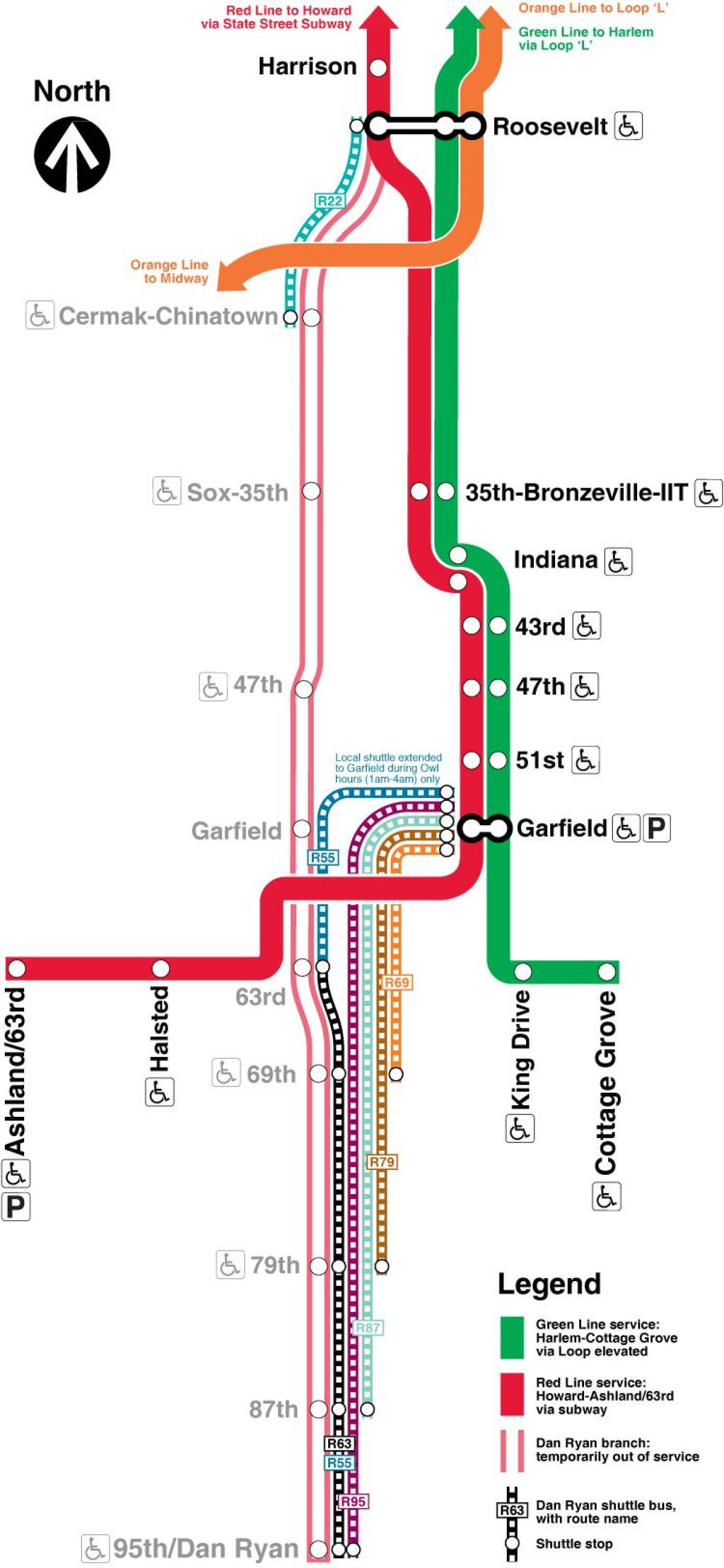 Chicago cta خط قرمز نقشه