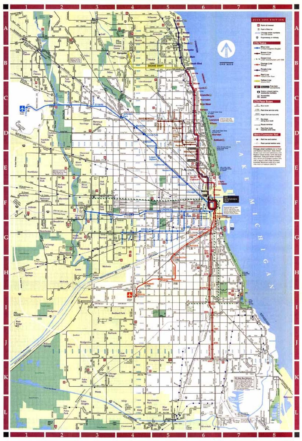 نقشه از محدوده شهر شیکاگو