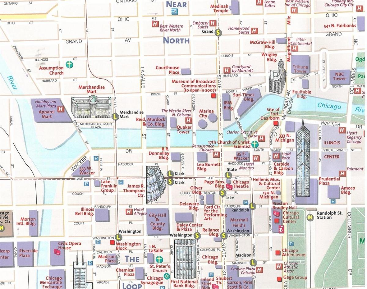 نقشه سیاحتی و گردشگری شیکاگو