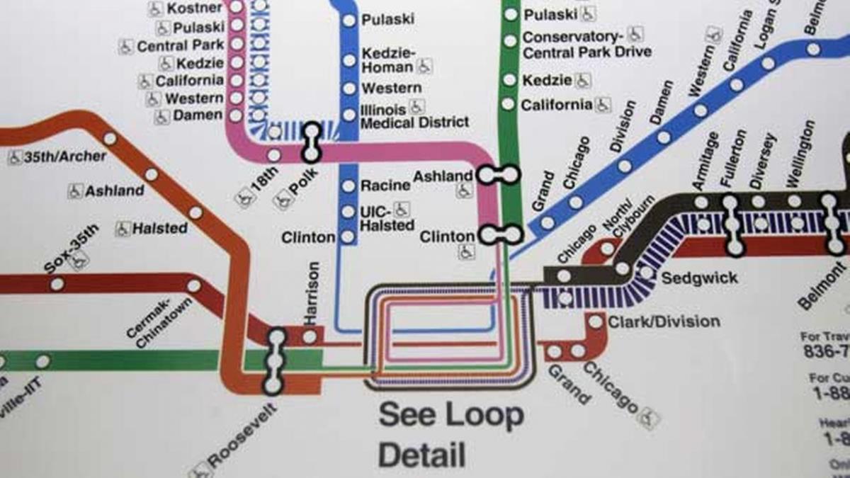 شیکاگو نقشه مترو خط آبی