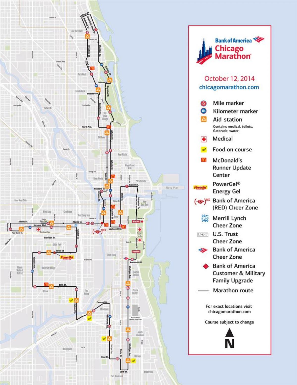 شیکاگو مسابقه ماراتن نقشه