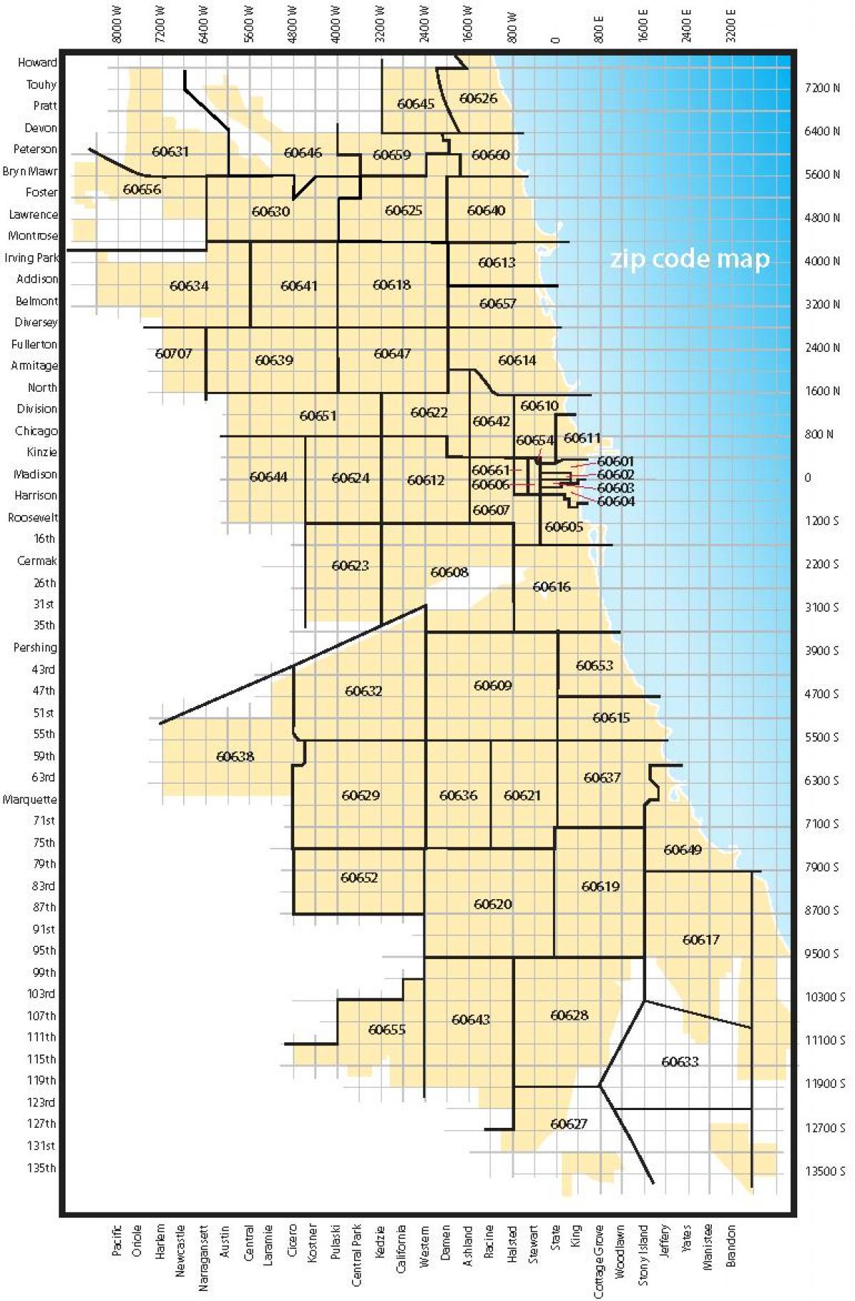 شیکاگو منطقه, کد, نقشه,